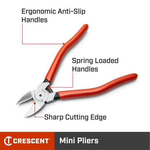 CRESCENT Plastic Cutting Plier with Dipped Handle, 5 in