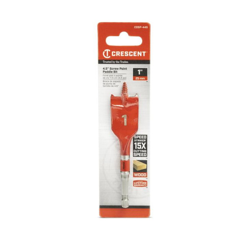 CRESCENT Screw Point Spade Drill Bit, 1 in x 4 in