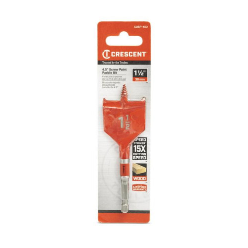 CRESCENT Screw Point Spade Drill Bit, 1-1/2 in x 4 in