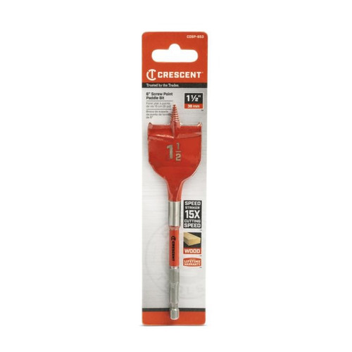 CRESCENT Screw Point Spade Drill Bit, 1-1/2 in x 6 in