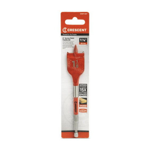 CRESCENT Screw Point Spade Drill Bit, 1-1/8 in x 6 in