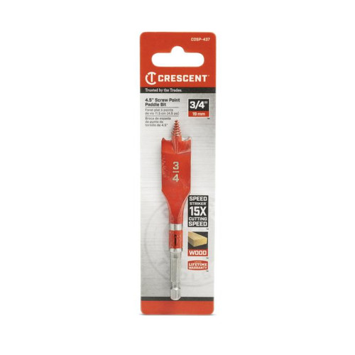 CRESCENT Screw Point Spade Drill Bit, 3/4 in x 4 in