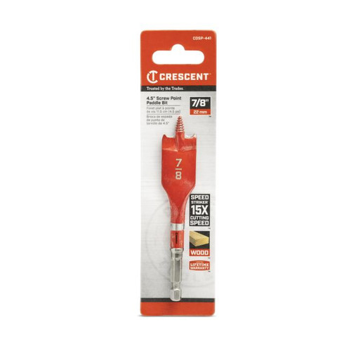 CRESCENT Screw Point Spade Drill Bit, 7/8 in x 4 in
