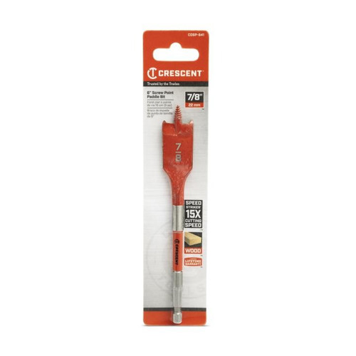 CRESCENT Screw Point Spade Drill Bit, 7/8 in x 6 in