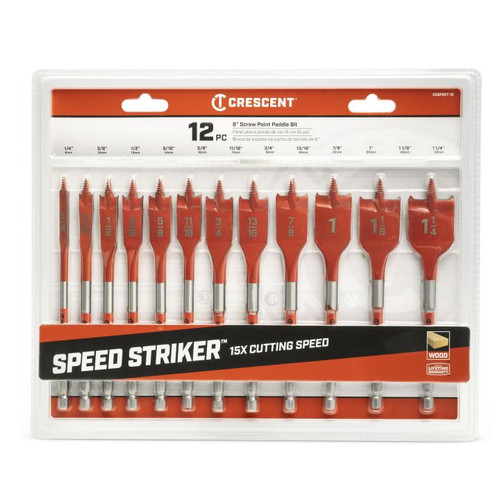 CRESCENT Set of 12 Screw Point Spade Drill Bit