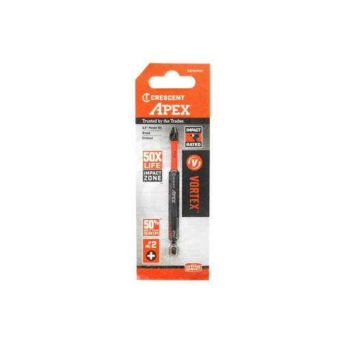 CRESCENT Set of 2 Phillips Vortex Impact Power Bit, PH2 x 3-1/2 in