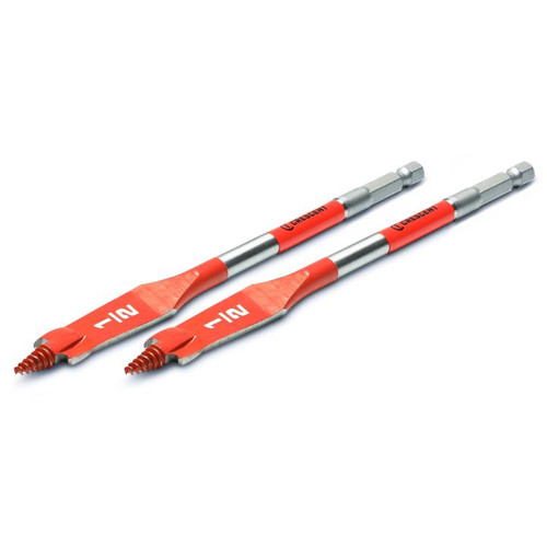 CRESCENT Set of 2 Screw Point Spade Drill Bit, 1/2 in x 6 in