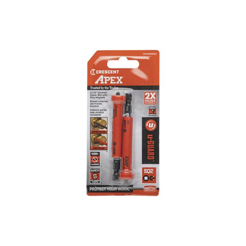 CRESCENT Set of 2 Square U-Guard Covered Impact Power Bit with Ring Magnet, PH2 x 3-1/2 in