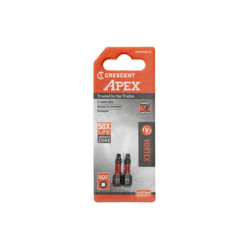 CRESCENT Set of 2 Square Vortex Impact Power Bit, PH2 x 1 in