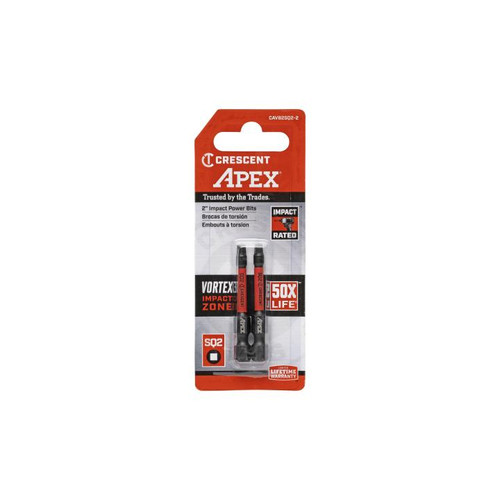 CRESCENT Set of 2 Square Vortex Impact Power Bit, PH2 x 2 in