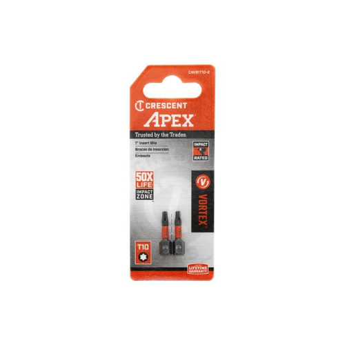 CRESCENT Set of 2 Torx Vortex Impact Power Bit, T10 x 1 in