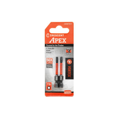 CRESCENT Set of 2 Torx Vortex Impact Power Bit, T15 x 2 in