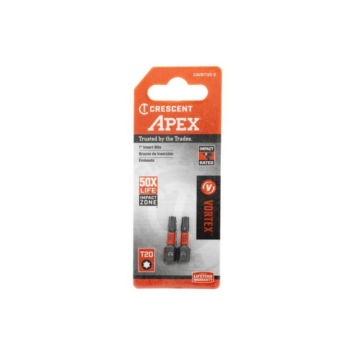 CRESCENT Set of 2 Torx Vortex Impact Power Bit, T20 x 1 in