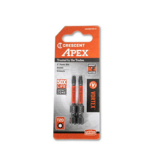 CRESCENT Set of 2 Torx Vortex Impact Power Bit, T20 x 2 in