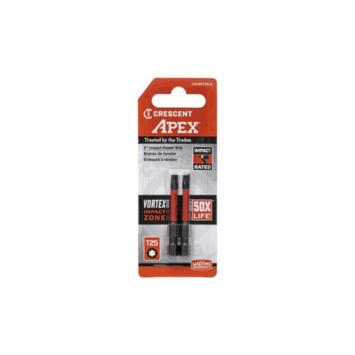 CRESCENT Set of 2 Torx Vortex Impact Power Bit, T25 x 2 in