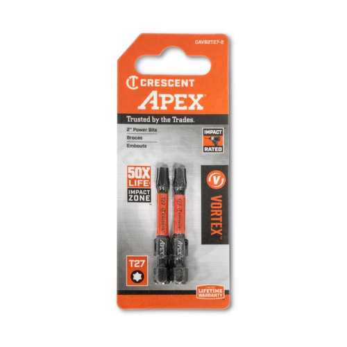 CRESCENT Set of 2 Torx Vortex Impact Power Bit, T27 x 2 in