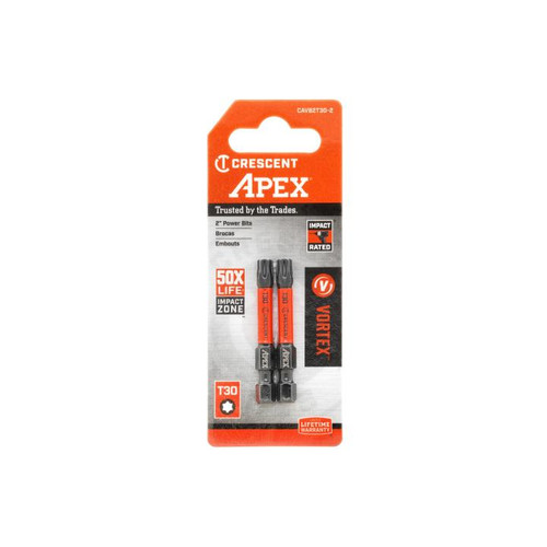 CRESCENT Set of 2 Torx Vortex Impact Power Bit, T30 x 2 in