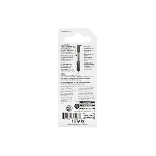 CRESCENT Set of 2 Torx Vortex Impact Power Bit, T30 x 2 in