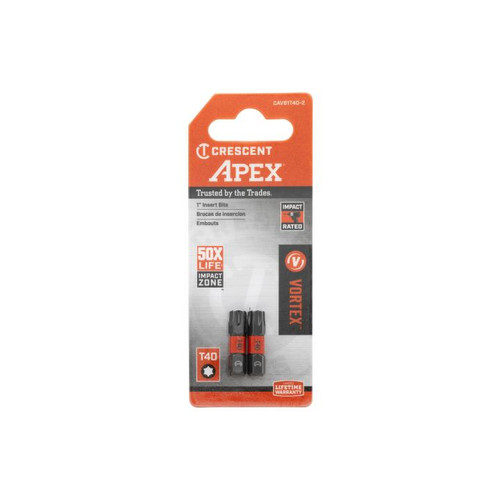 CRESCENT Set of 2 Torx Vortex Impact Power Bit, T40 x 1 in