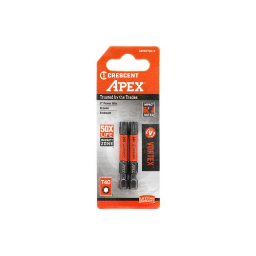 CRESCENT Set of 2 Torx Vortex Impact Power Bit, T40 x 2 in
