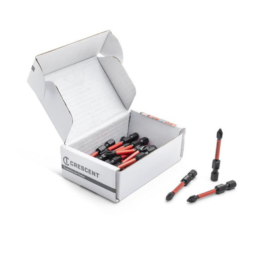 CRESCENT Set of 25 Phillips Vortex Impact Power Bit, PH1 x 2 in