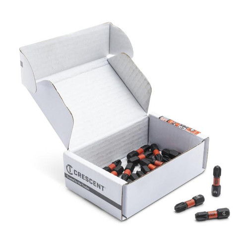 CRESCENT Set of 25 Pozidriv Vortex Insert Power Bit, PH3 x 1 in