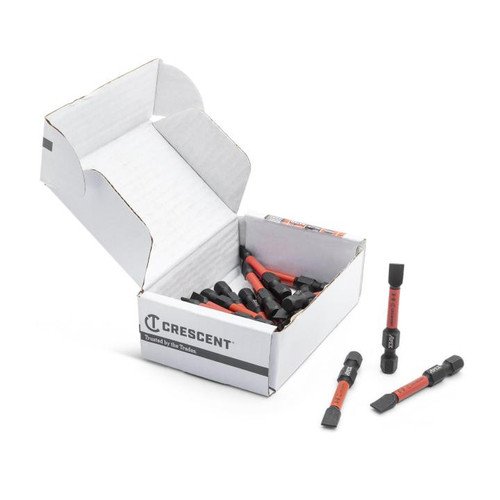 CRESCENT Set of 25 Slotted Vortex Impact Power Bit, 6 - 8 x 2 in