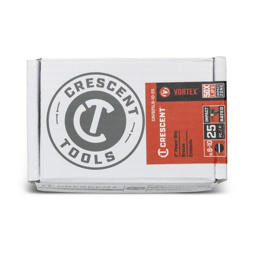 CRESCENT Set of 25 Slotted Vortex Impact Power Bit, 8 - 10 x 2 in
