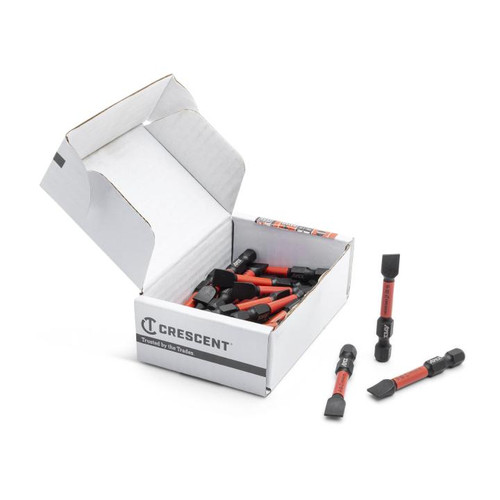 CRESCENT Set of 25 Slotted Vortex Impact Power Bit, 8 - 10 x 2 in