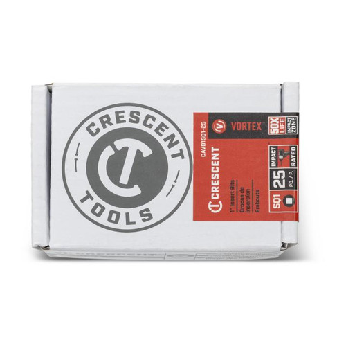 CRESCENT Set of 25 Square Vortex Impact Power Bit, PH1 x 1 in