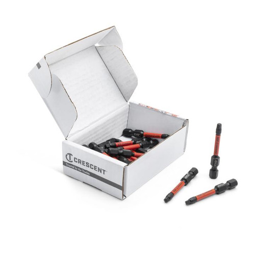 CRESCENT Set of 25 Square Vortex Impact Power Bit, PH2 x 2 in