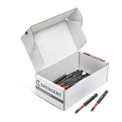 CRESCENT Set of 25 Square Vortex Impact Power Bit, PH2 x 3 in