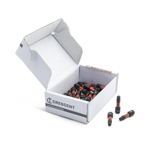 CRESCENT Set of 25 Square Vortex Impact Power Bit, PH3 x 1 in