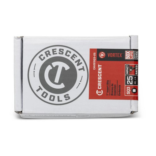 CRESCENT Set of 25 Square Vortex Impact Power Bit, PH3 x 1 in