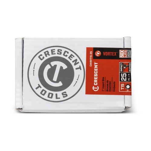 CRESCENT Set of 25 Torx Vortex Impact Power Bit, T15 x 1 in