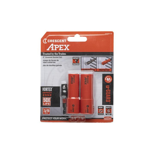 CRESCENT Set of 3 U-Guard Covered Socket, 3/8 in