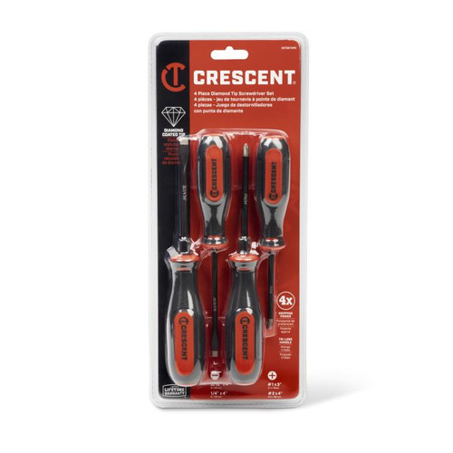 CRESCENT Set of 4 Diamond Tip Dual Material Screwdriver