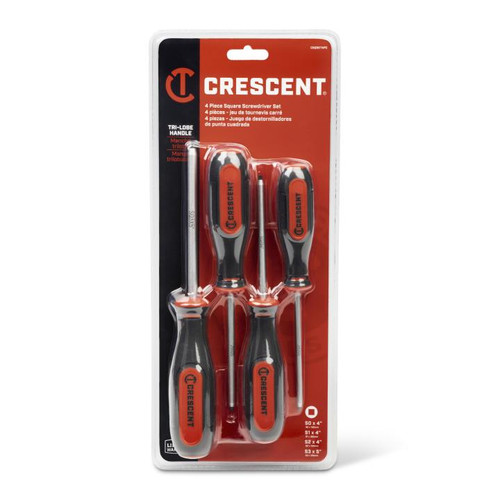 CRESCENT Set of 4 Square Dual Material Screwdriver