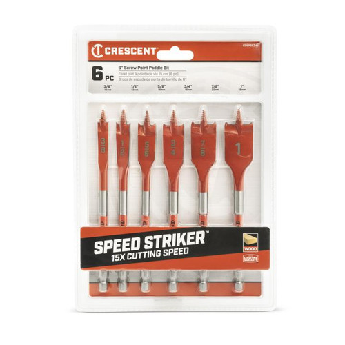 CRESCENT Set of 6 Screw Point Paddle Drill Bit