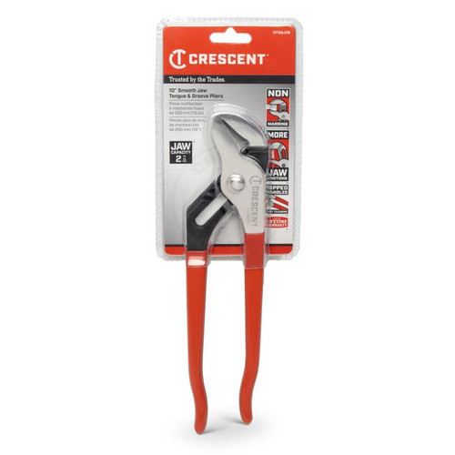 CRESCENT Smooth Jaw Tongue and Groove Plier with Dipped Handle, 10 in