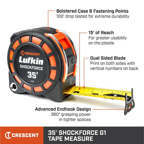 LUFKIN 1-3/16 in x 35 ft Shockforce G1 Dual Sided Tape Measure