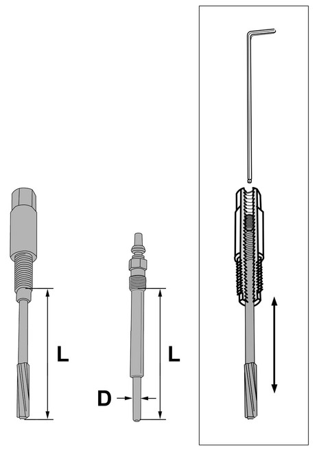 Gedore 2802929 Reamer Set for Glow Plug Aperture, Adjustable, 10mm