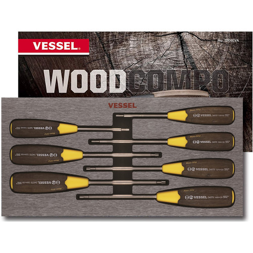 Vessel WOOD-COMPO Non-Slip Torx Tamper-proof Screwdriver 7PC. Set No.3407EVA