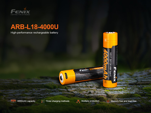 Fenix 18650 USB Rechargeable Battery, 4000mAh