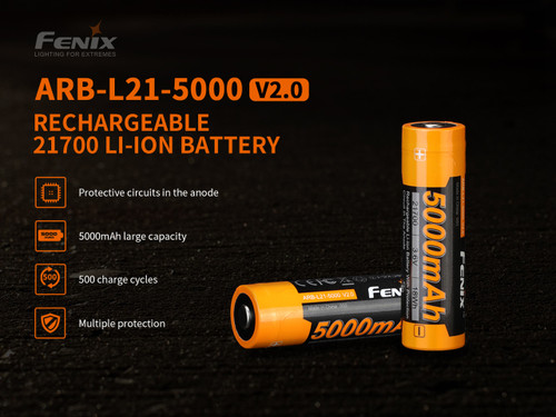 Fenix 21700 Rechargeable Battery, 5000mAh