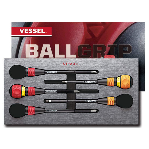 Vessel Tools Set of 2 Ball Ratchet Screwdriver with 3 Piece Replacement Blade