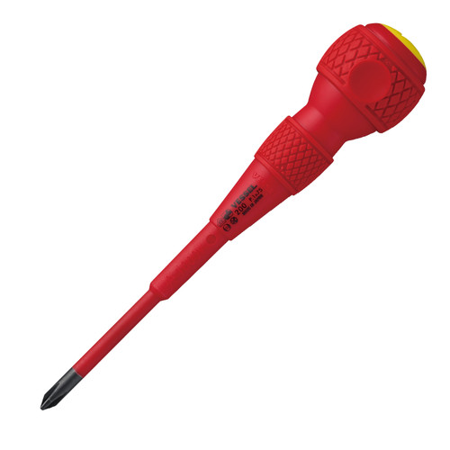 Vessel Tools Ball Grip Insulated Screwdriver, PH1 x 75mm