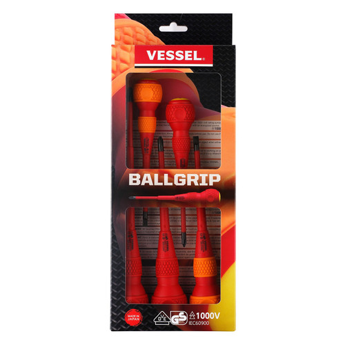 Vessel Tools Set of 5 Ball Grip Insulated Screwdriver
