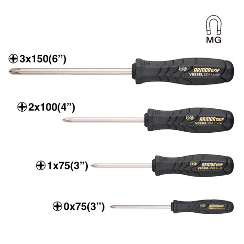 Vessel Tools Set of 4 Armor Grip Screwdriver