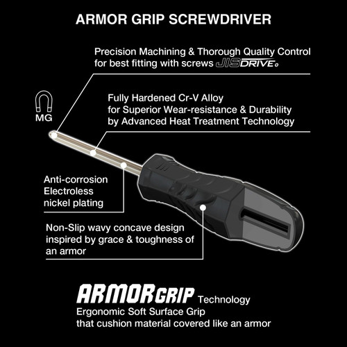 Vessel Tools Set of 4 Armor Grip Screwdriver